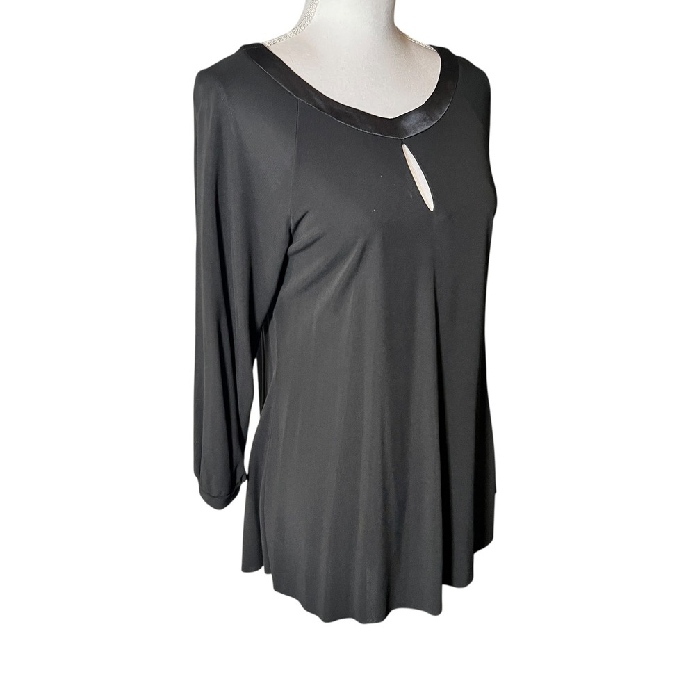 Graham & Spencer Black Keyhole Cutout Open Back Blouse Silk Trim Size Medium M - Picture 10 of 12